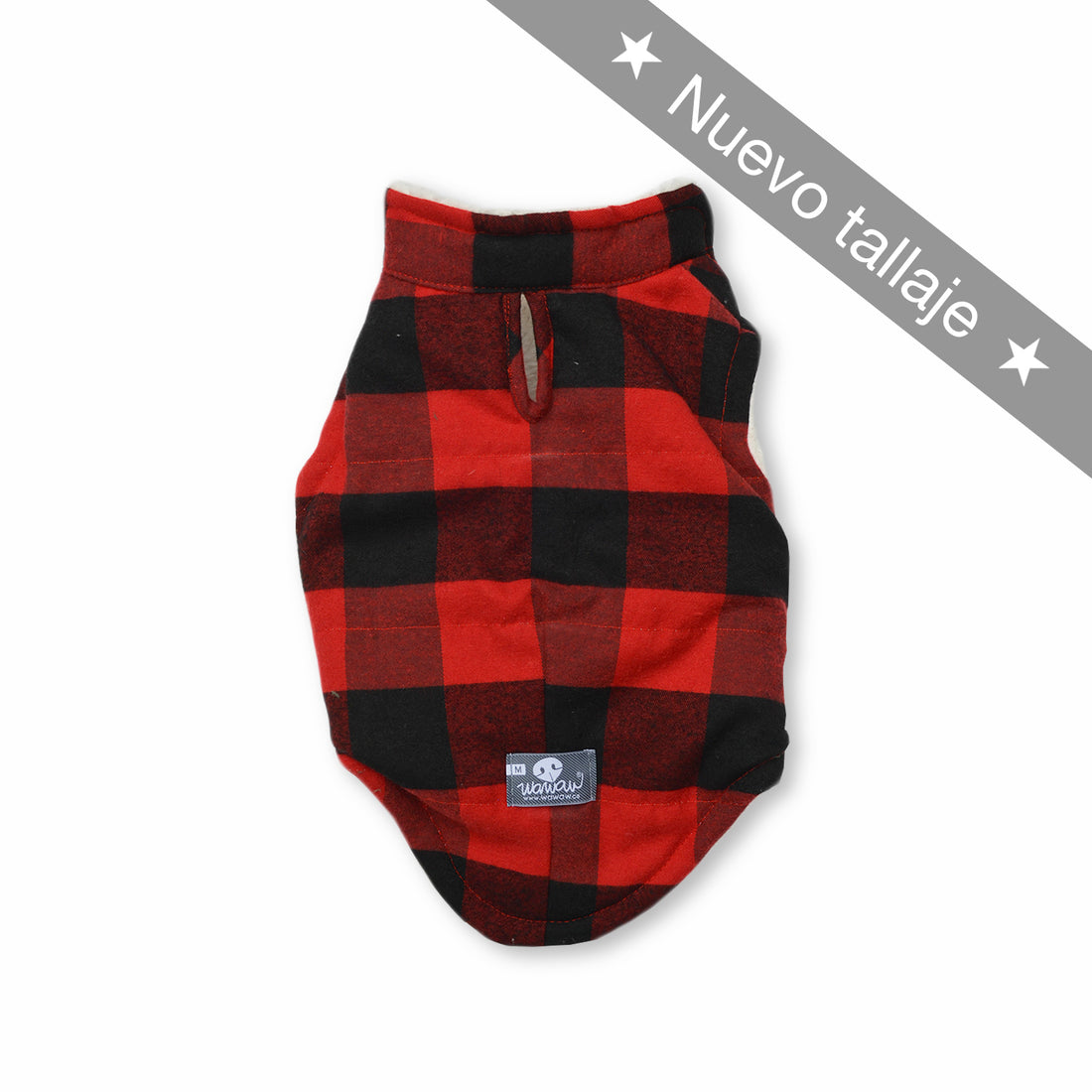 Chaleco leñador negro y rojo Wawaw para mascotas perros y gatos.