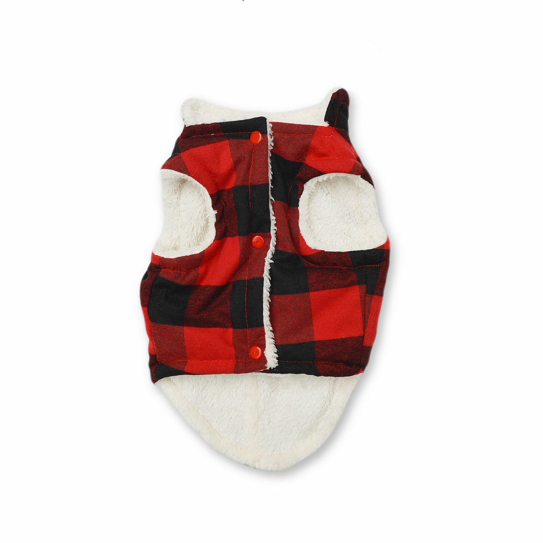 Chaleco leñador rojo y negro con cariñosito Wawaw para mascotas perros y gatos.