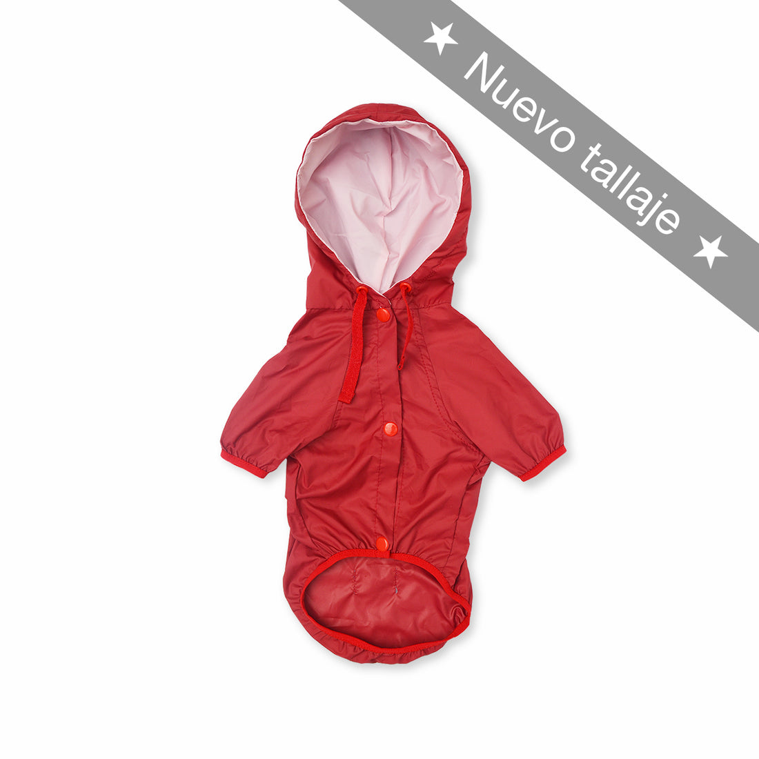 Chaqueta cortavientos rojo Wawaw para mascotas perros y gatos.