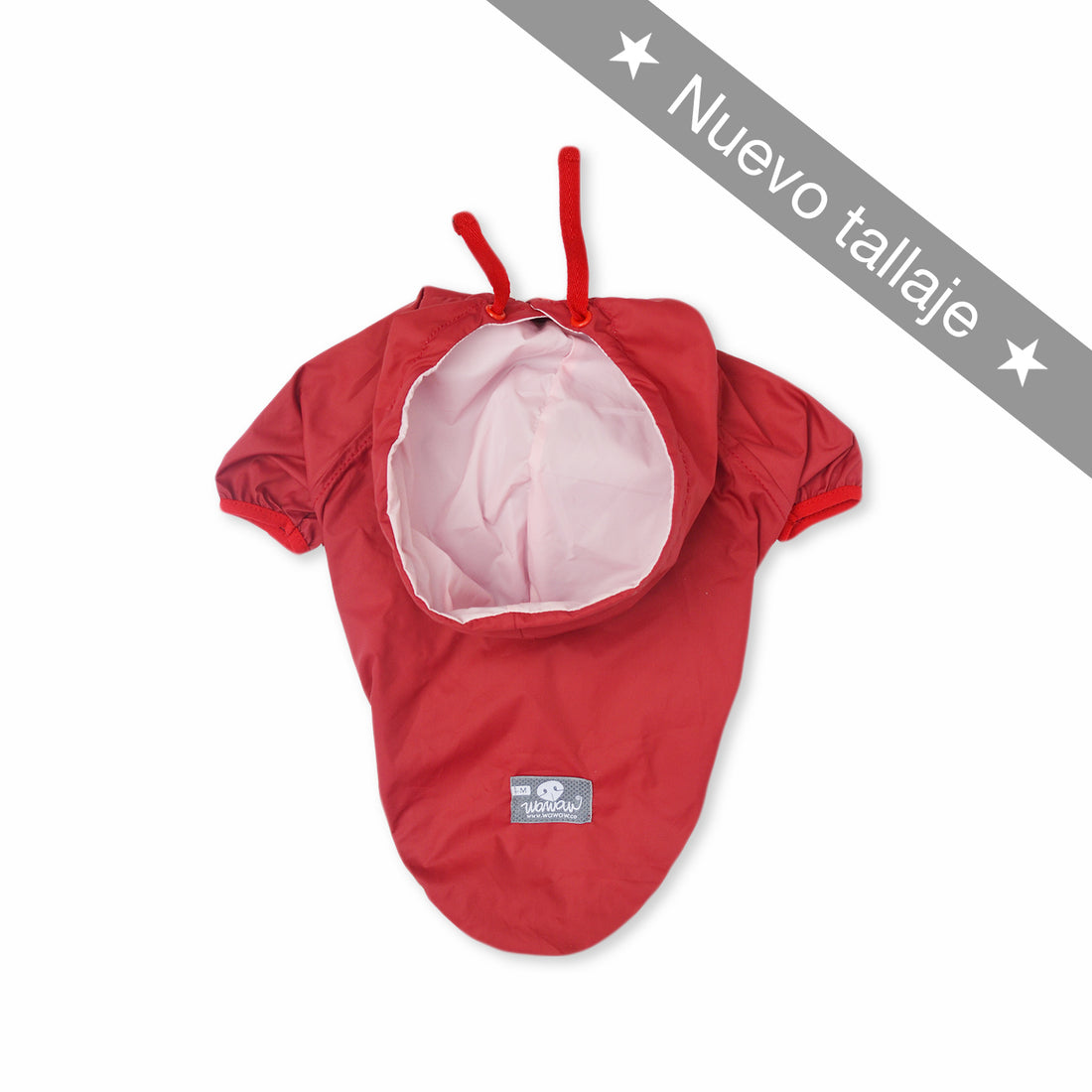 Chaqueta cortavientos rojo Wawaw para mascotas perros y gatos.