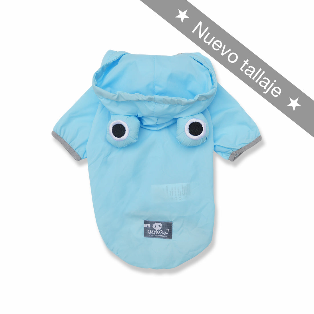 Chaqueta cortavientos azul rana Wawaw para mascotas perros y gatos.