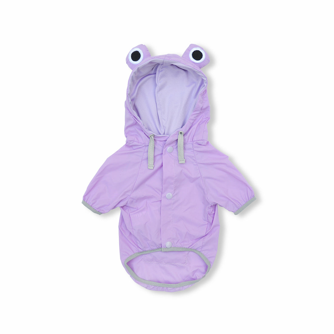 Chaqueta cortavientos rana lila Wawaw para mascotas perros y gatos.