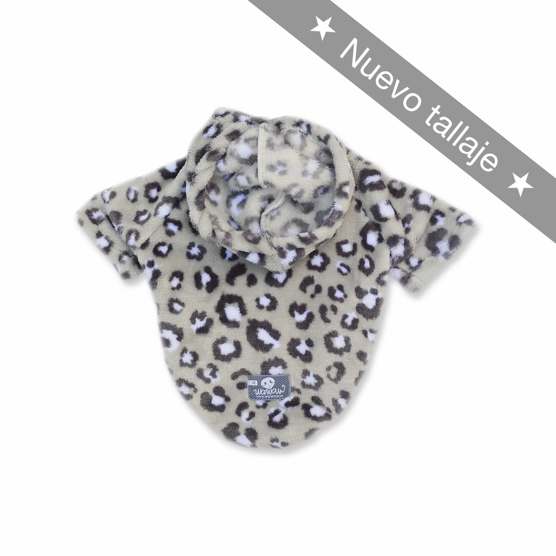 Hoodie animal print gris Wawaw para mascotas perros y gatos.