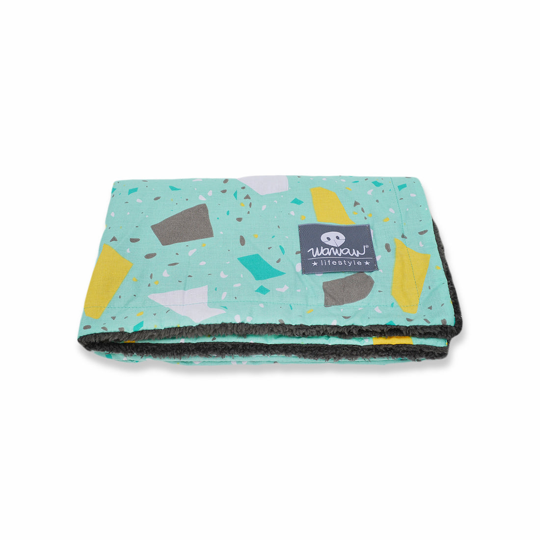 Manta terrazo verde menta Wawaw para mascotas perros y gatos.