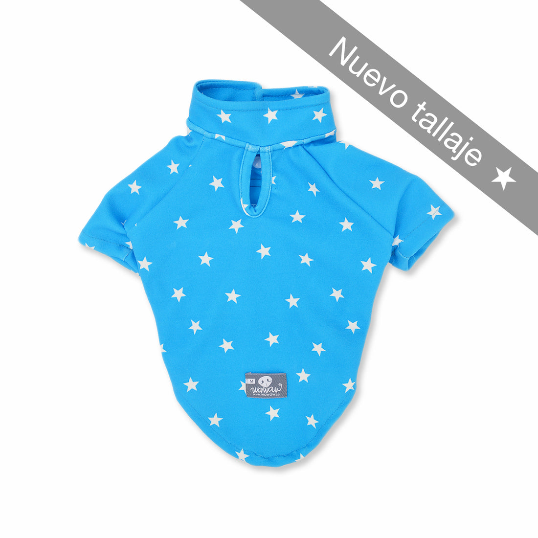 Polo aguamarina estrellas blancas Wawaw para mascotas perros y gatos.