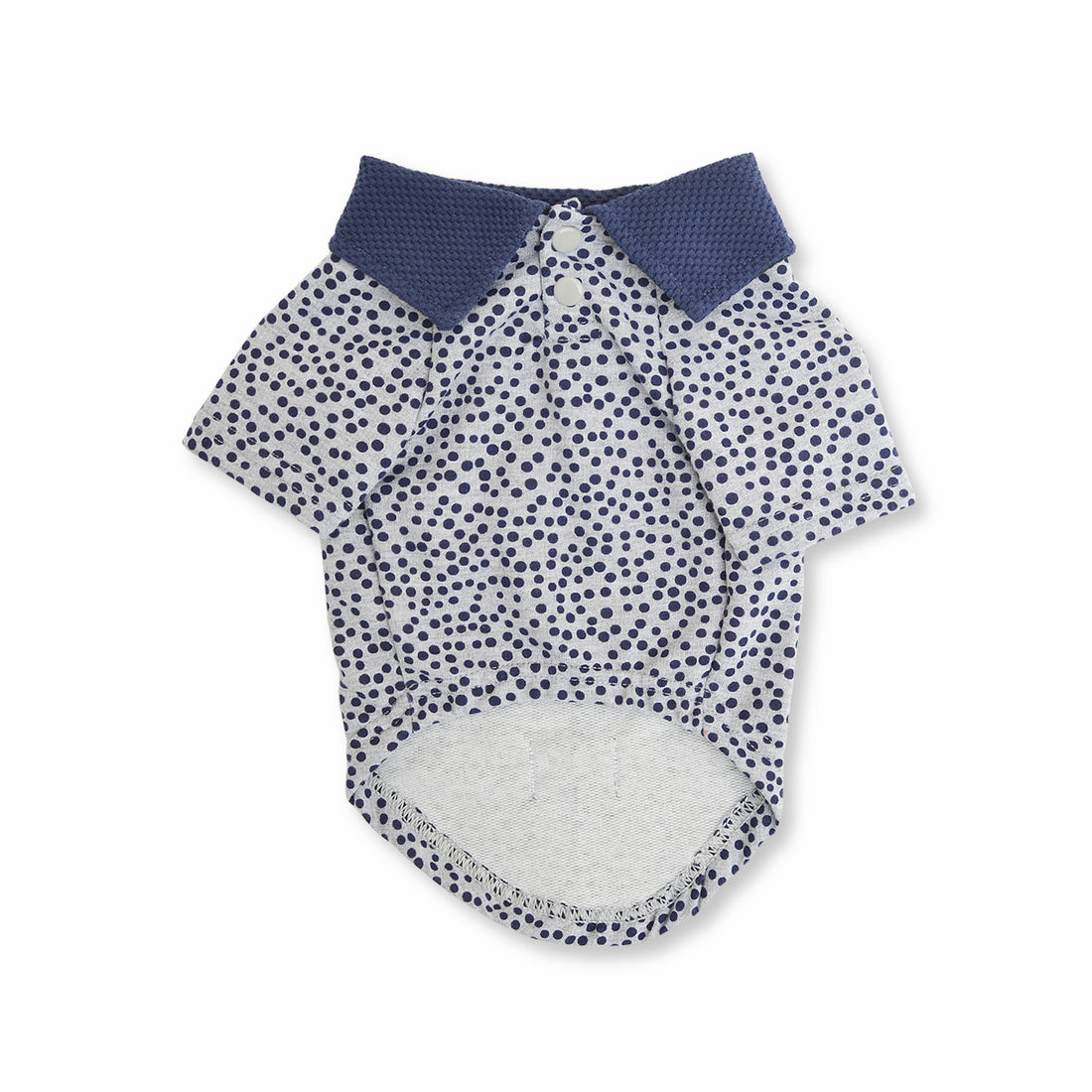 Polo gris lunares azules Wawaw para mascotas perros y gatos.