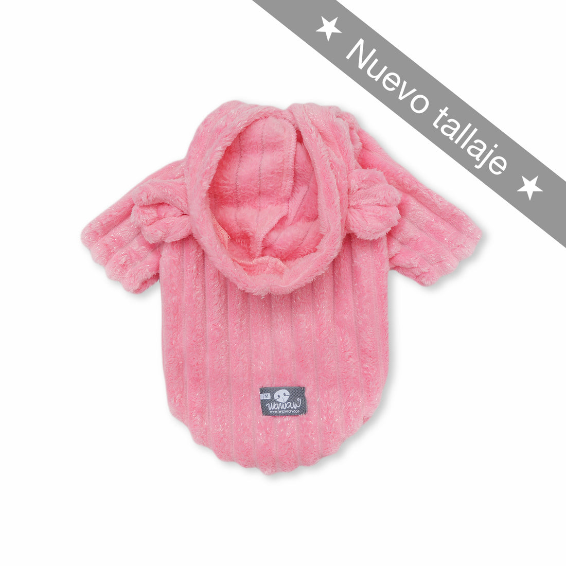 Hoodie rosa acanalado Wawaw para mascotas perros y gatos.