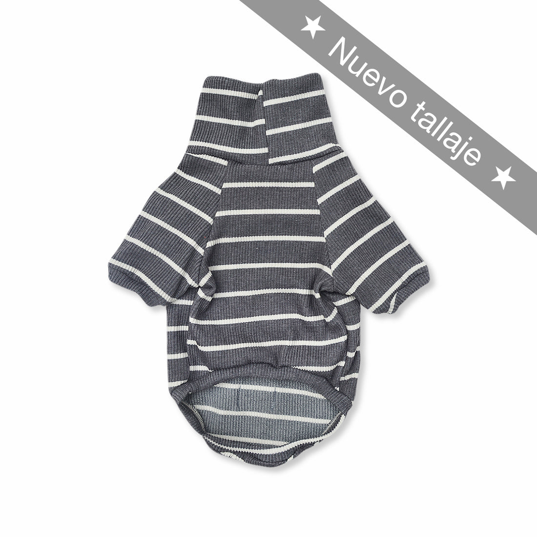 Saco cuello gris rayas blancas Wawaw para mascotas perros y gatos.