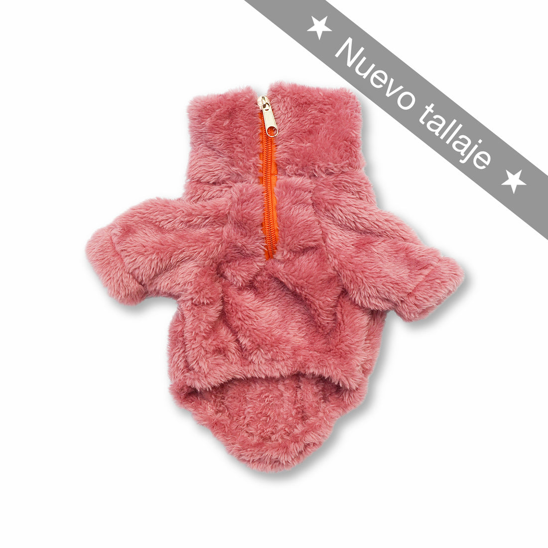 Saco cuello alto guayaba cremallera naranja Wawaw para mascotas perros y gatos.