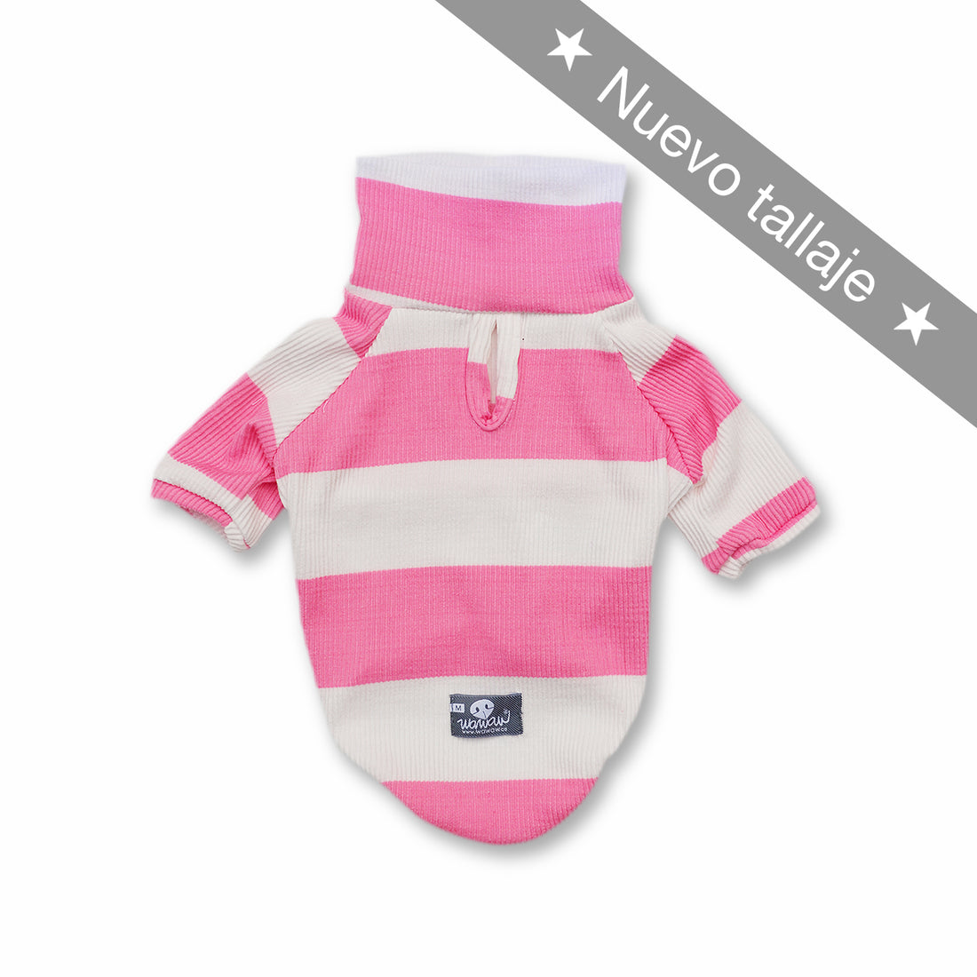 Saco cuello rayas blanco y rosa Wawaw para mascotas perros y gatos.