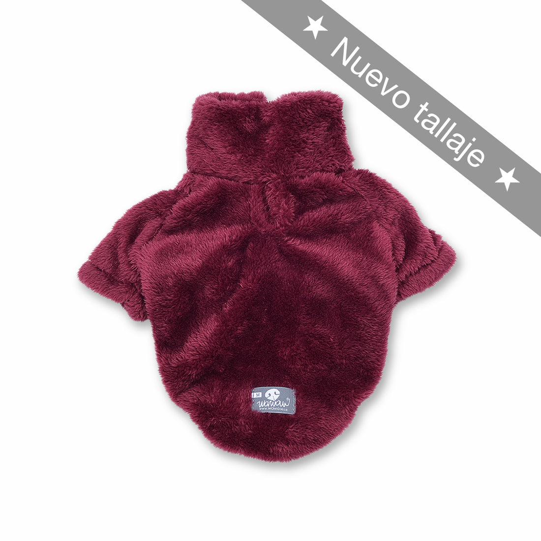 Saco cuello alto vinotinto Wawaw para mascotas perros y gatos.
